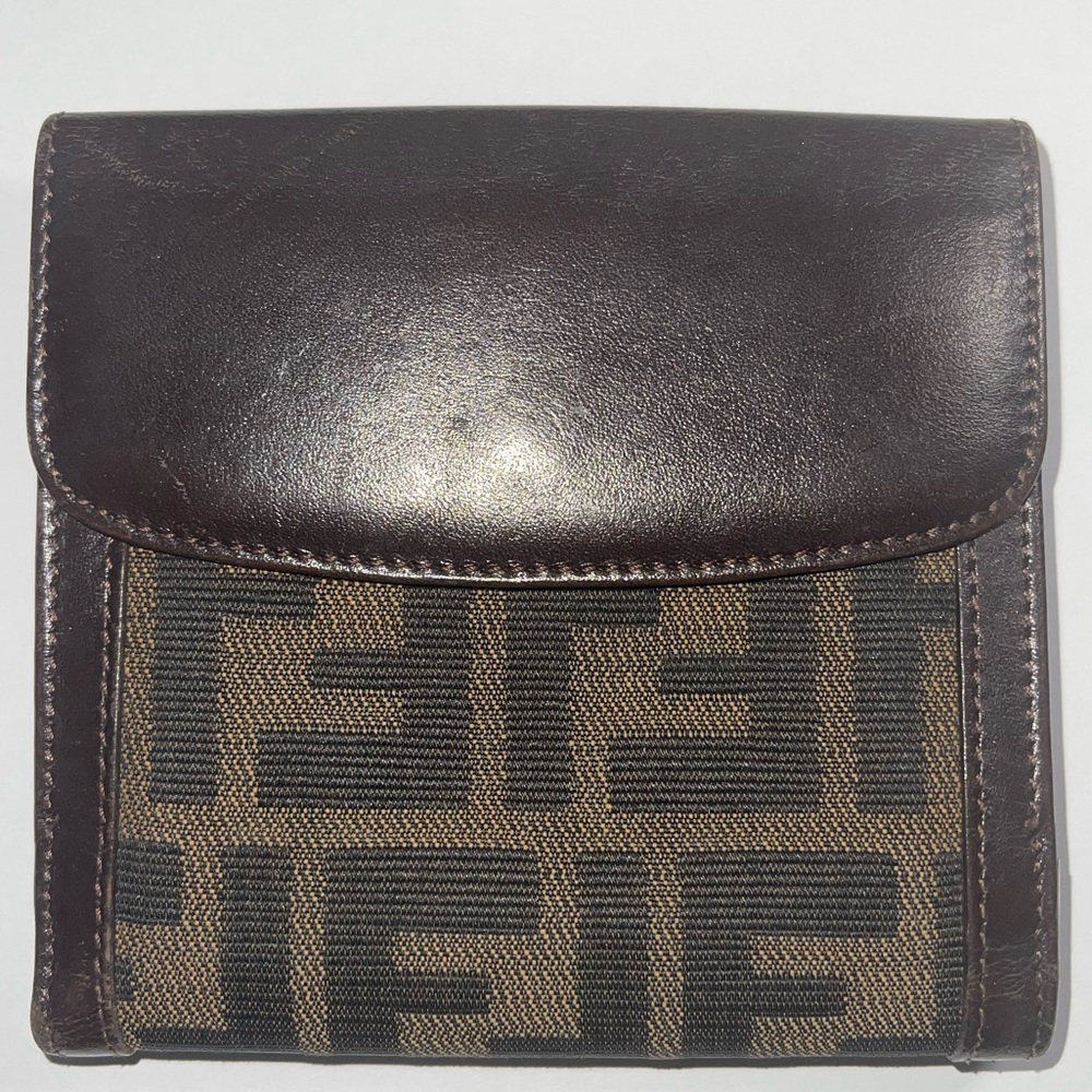 Authentic Vintage Fendi Zucca Canvas  Leather Bifold Wallet Excellent Condition
